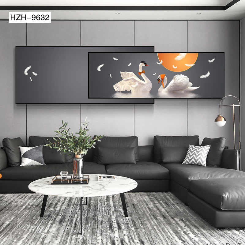 新叠加画房间装饰画现代简约卧室床头挂画横版酒店宾馆背景墙壁画详情图3