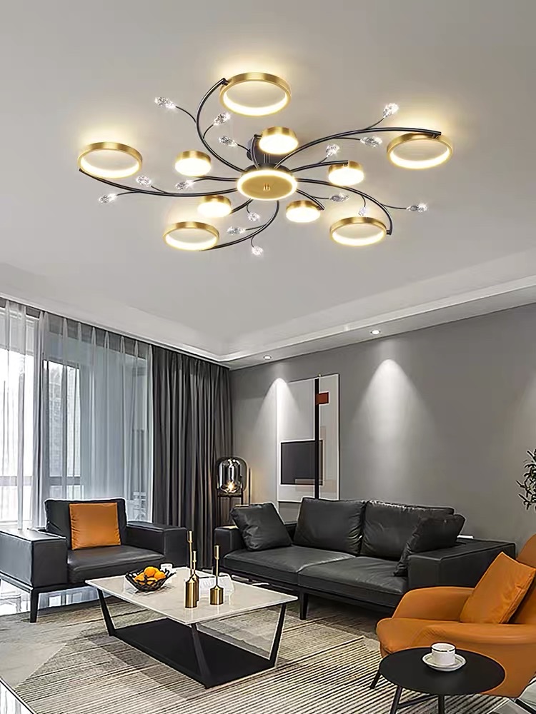 The living room chandelier is a modern, simple and elegant Nordic style. The bedroom lighting fixtures are a full-house package of 2021 new styles Specification image
