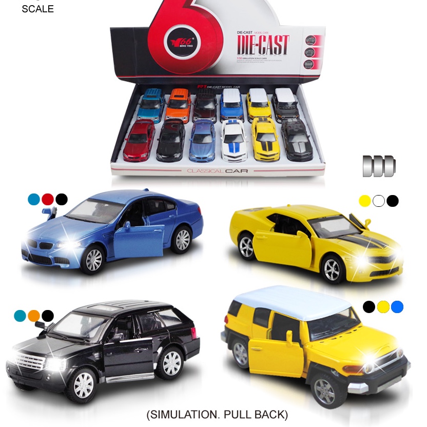 1:36 alloy simulation rebound door opening car (with lights and music) 4 models, each in 3 colors mixed