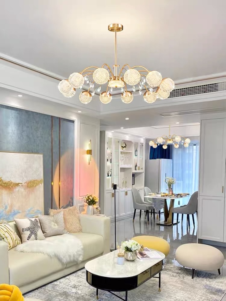 Nordic light luxury living room chandelier, grand dining room lamp, 2021 new simple and modern internet-famous crystal bedroom lamp Application Scenario