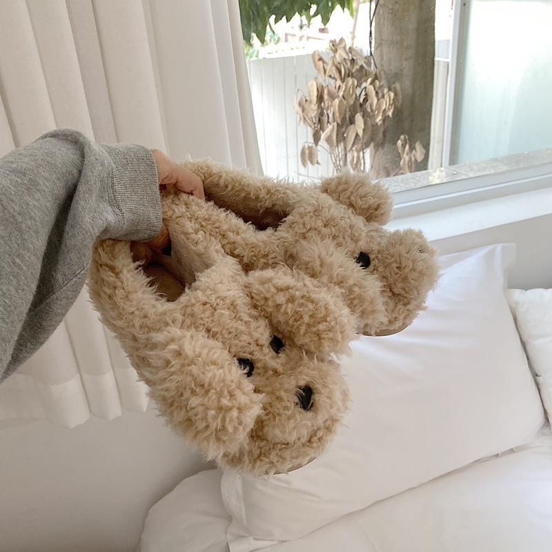 毛绒玩具棉拖鞋女包跟秋冬季新款软底保暖居家防滑毛绒月子34