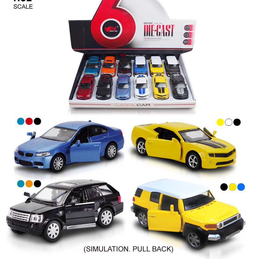 Four new cross-border 1:36 alloy simulation rebound door opening vehicles, each in three colors, are mixed
