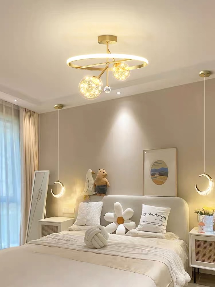 Room light, master bedroom chandelier, Nordic light luxury, starry sky, girlish, warm and romantic lighting fixtures, modern and simple study details Picture