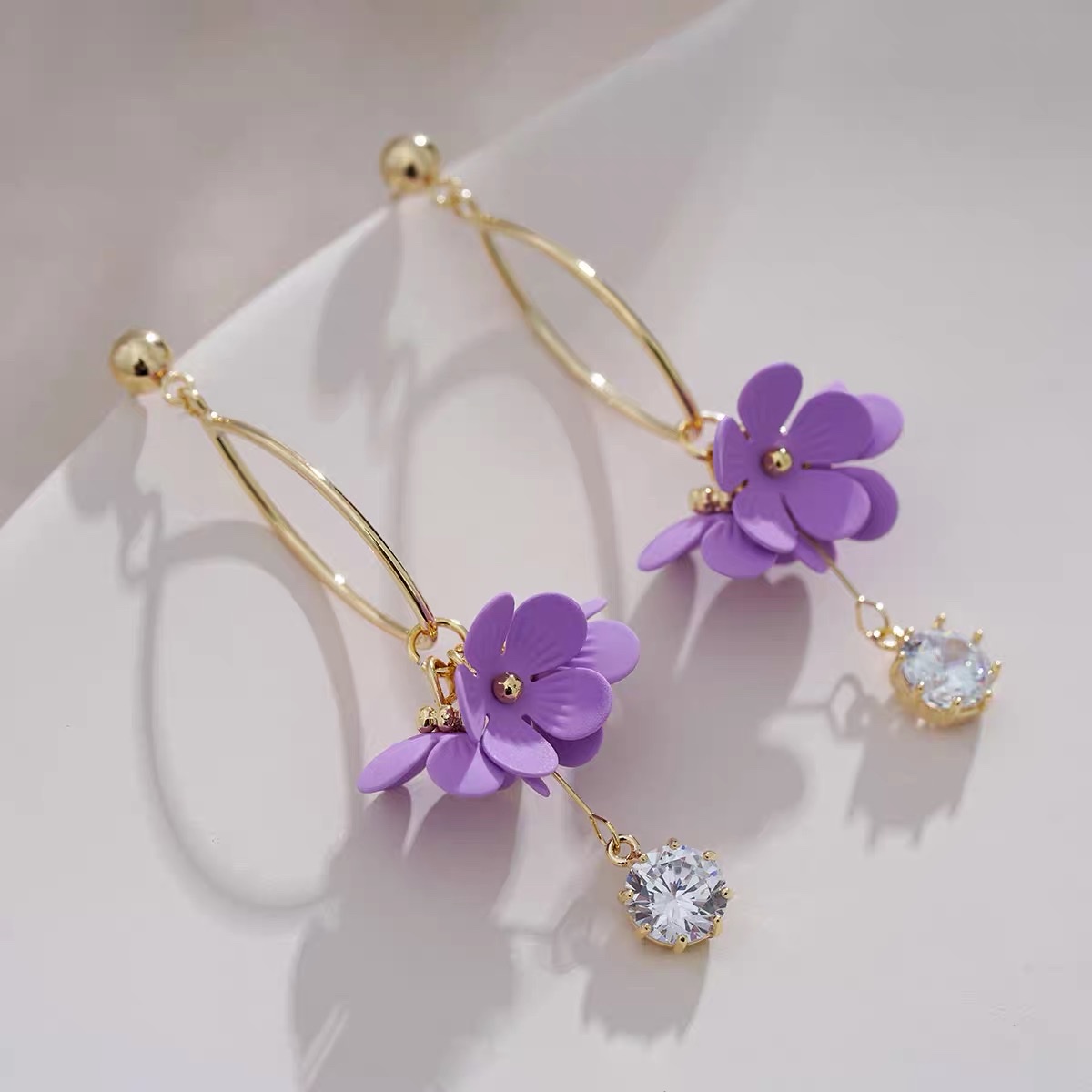 Flower spring sweet long style, super ethereal and fashionable tassel earrings, Jieya steel jewelry Specification image