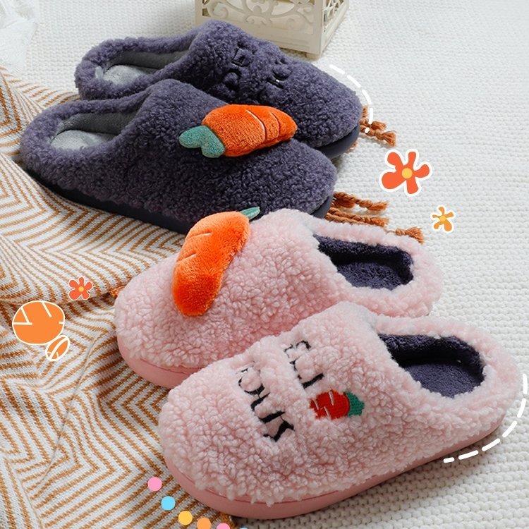 毛绒玩具棉拖鞋女包跟秋冬季新款软底保暖居家防滑毛绒月子可爱情