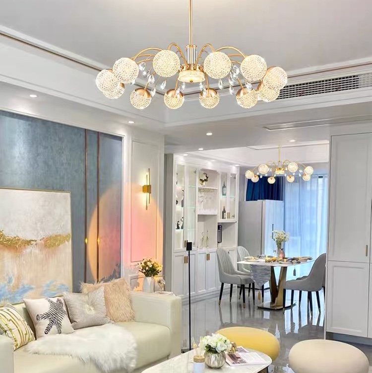 Nordic light luxury living room chandelier, grand dining room lamp, 2021 new simple and modern internet-famous crystal bedroom lamp