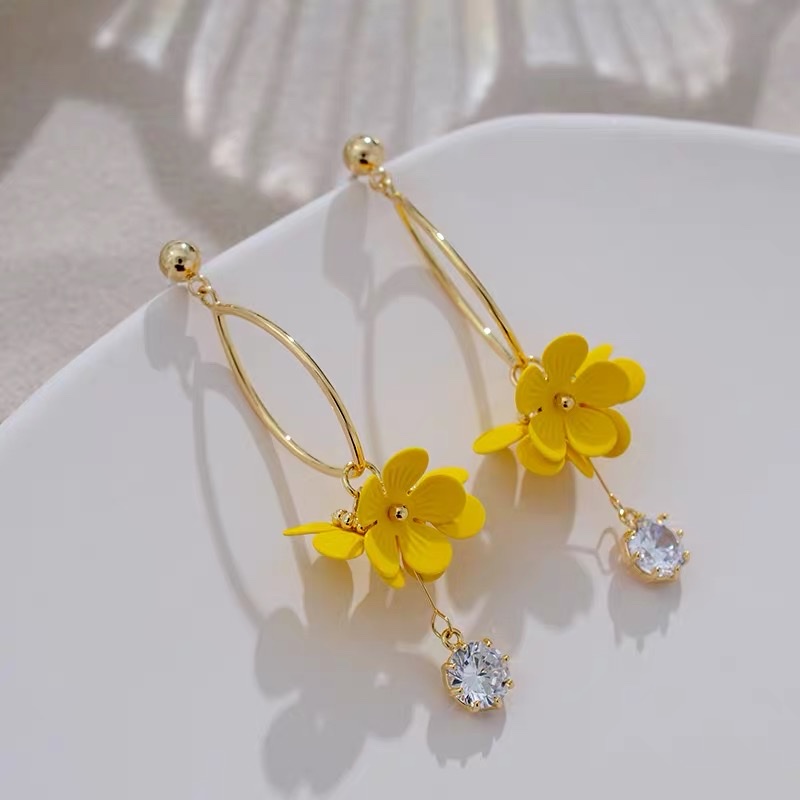 Flower spring sweet long style, super ethereal and fashionable tassel earrings, Jieya steel jewelry detail image 1
