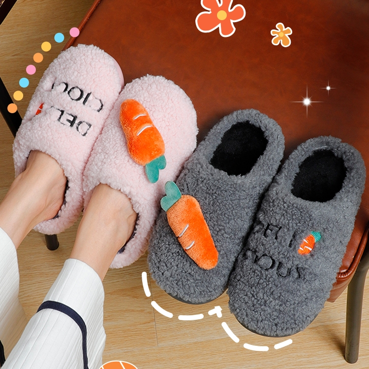 毛绒玩具棉拖鞋女包跟秋冬季新款软底保暖居家防滑毛绒月子可爱情侣棉鞋男11