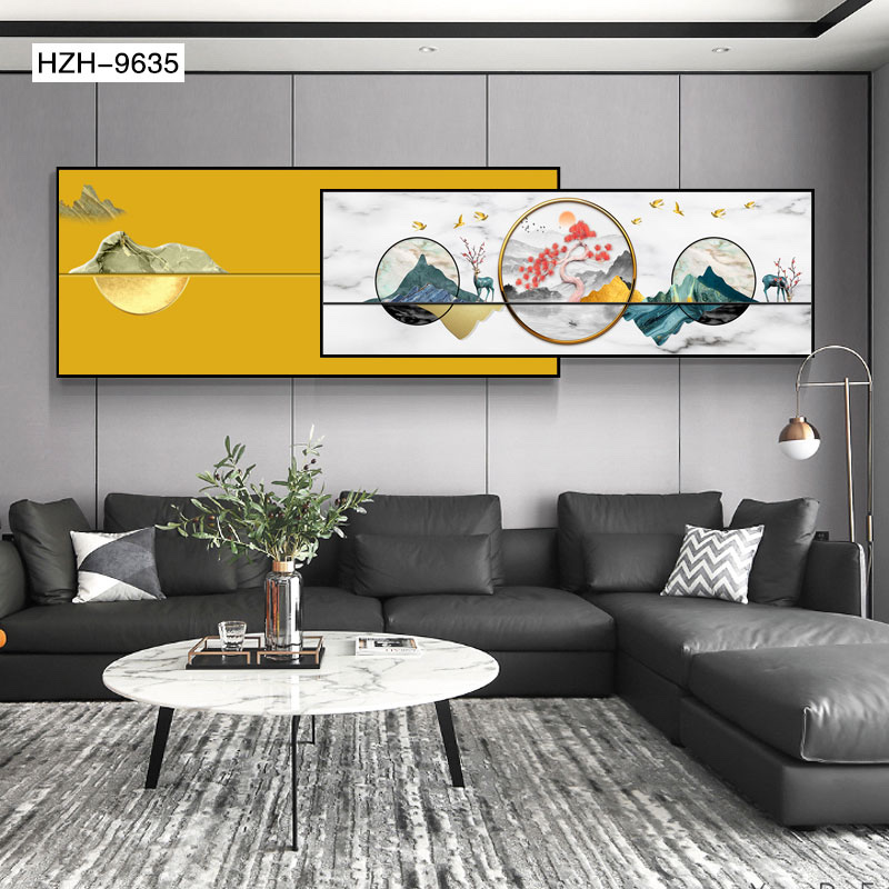 新叠加画房间装饰画现代简约卧室床头挂画横版酒店宾馆背景墙壁画详情图1