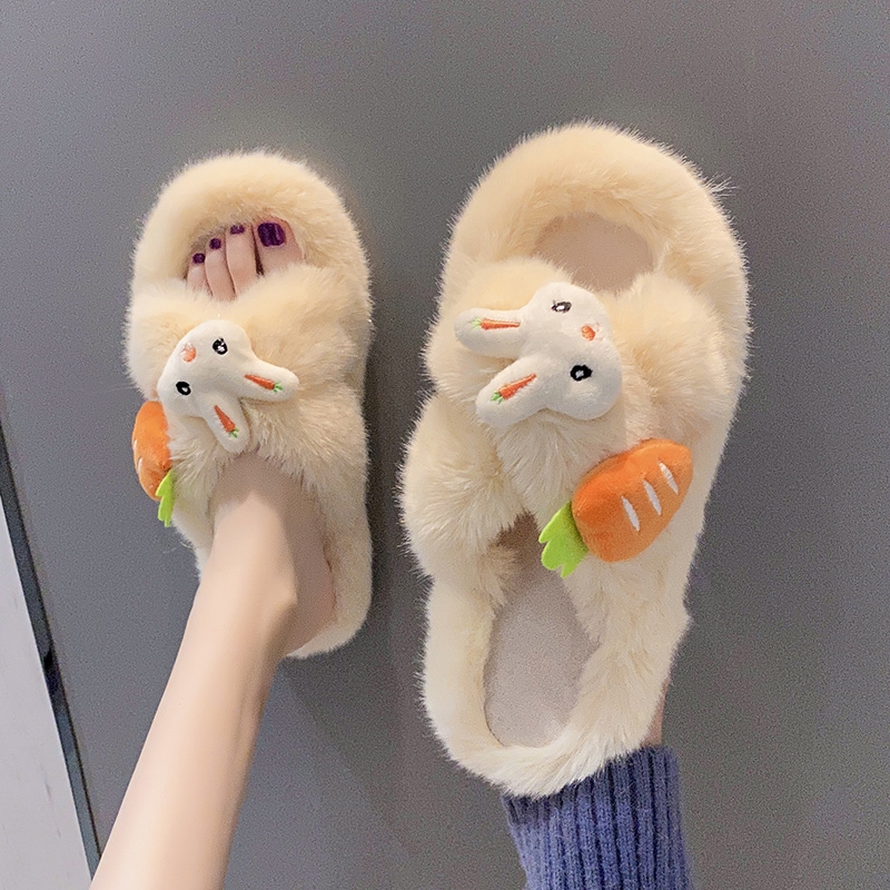 毛绒玩具棉拖鞋女包跟秋冬季新款软底保暖居家防滑毛绒月子47