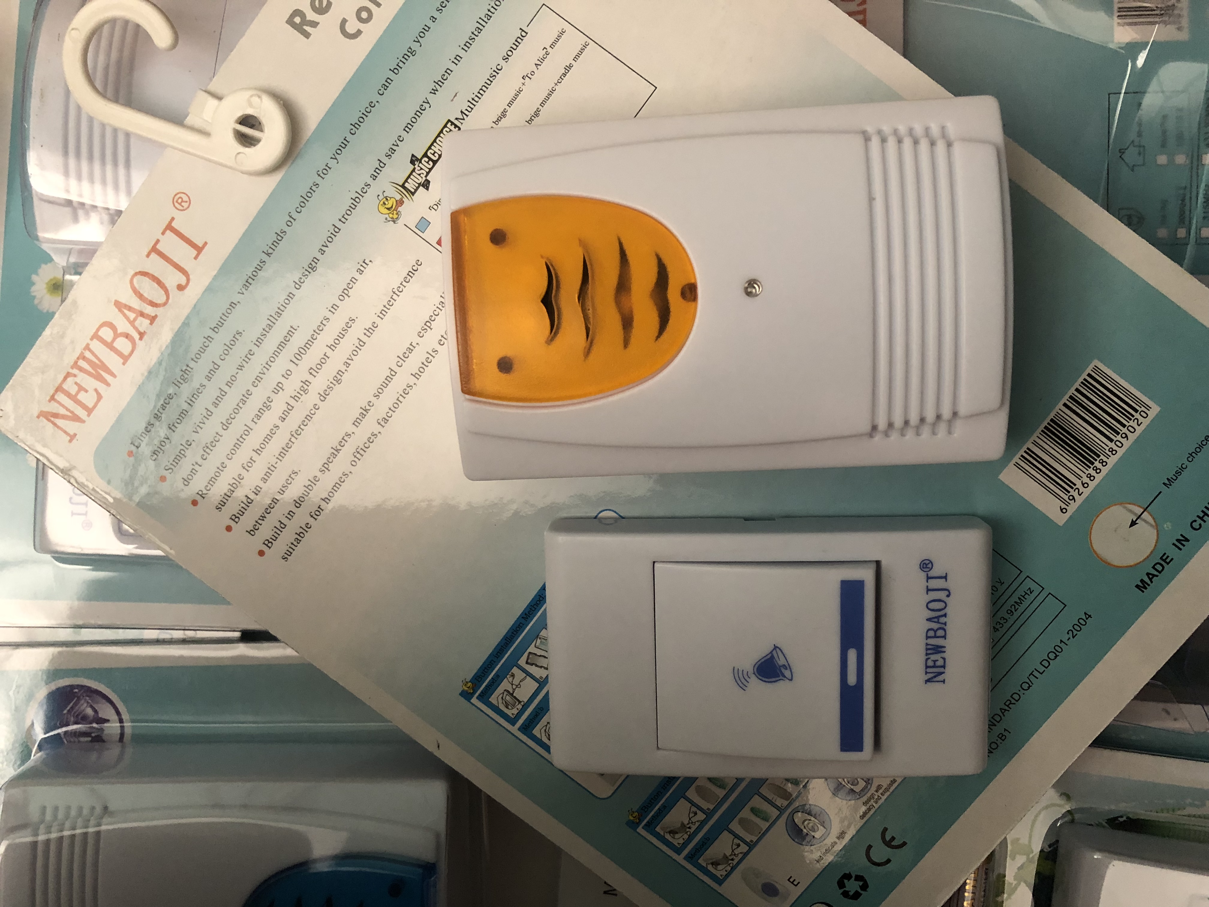 new baoji wireless remote control doorbell, factory direct sales, with many styles. Specification image
