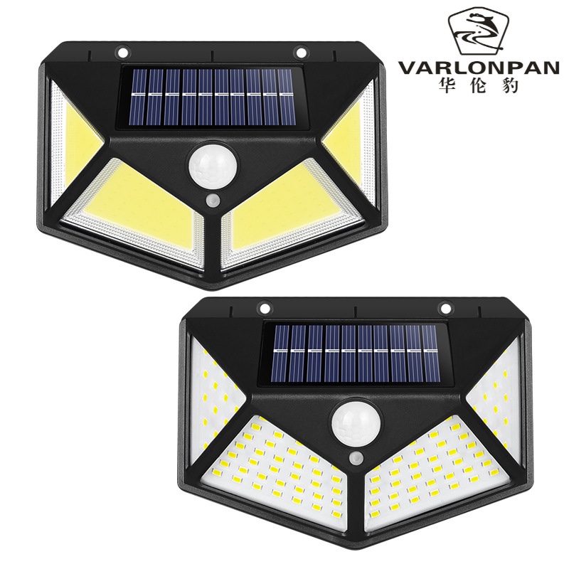 明鑫电筒100COB太阳能灯户外强光人体感应壁灯照明庭院灯批发 