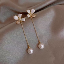 Yu Na Accessories A048 Retro national fashion trend Boho classic fringe long pearl earrings