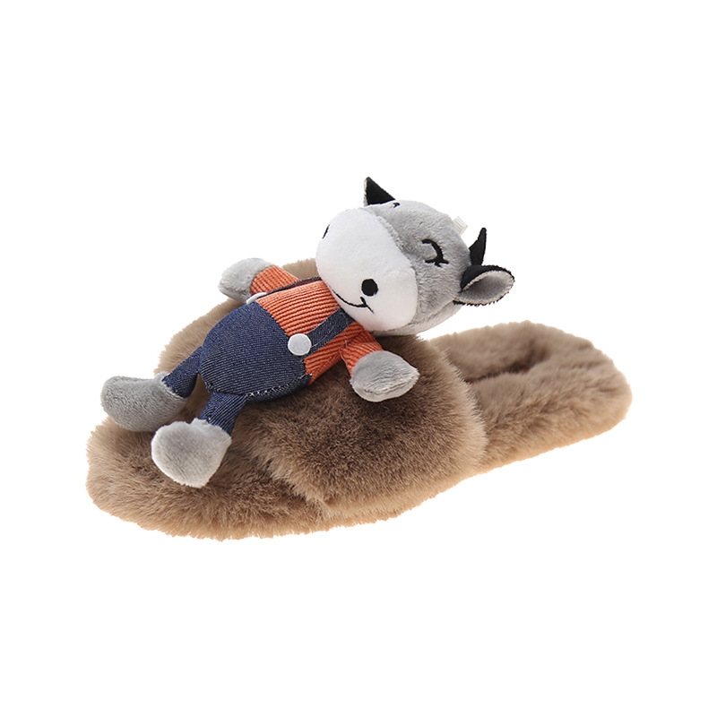 毛绒玩具棉拖鞋女包跟秋冬季新款软底保暖居家防滑毛绒月子42