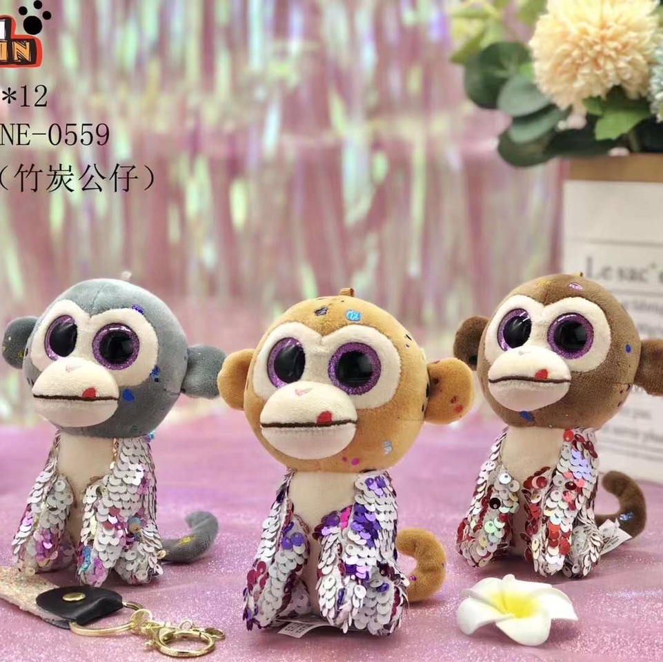 4 "kaka mono lentejuelas material llavero peluche juguete burlón estilo poliéster 1