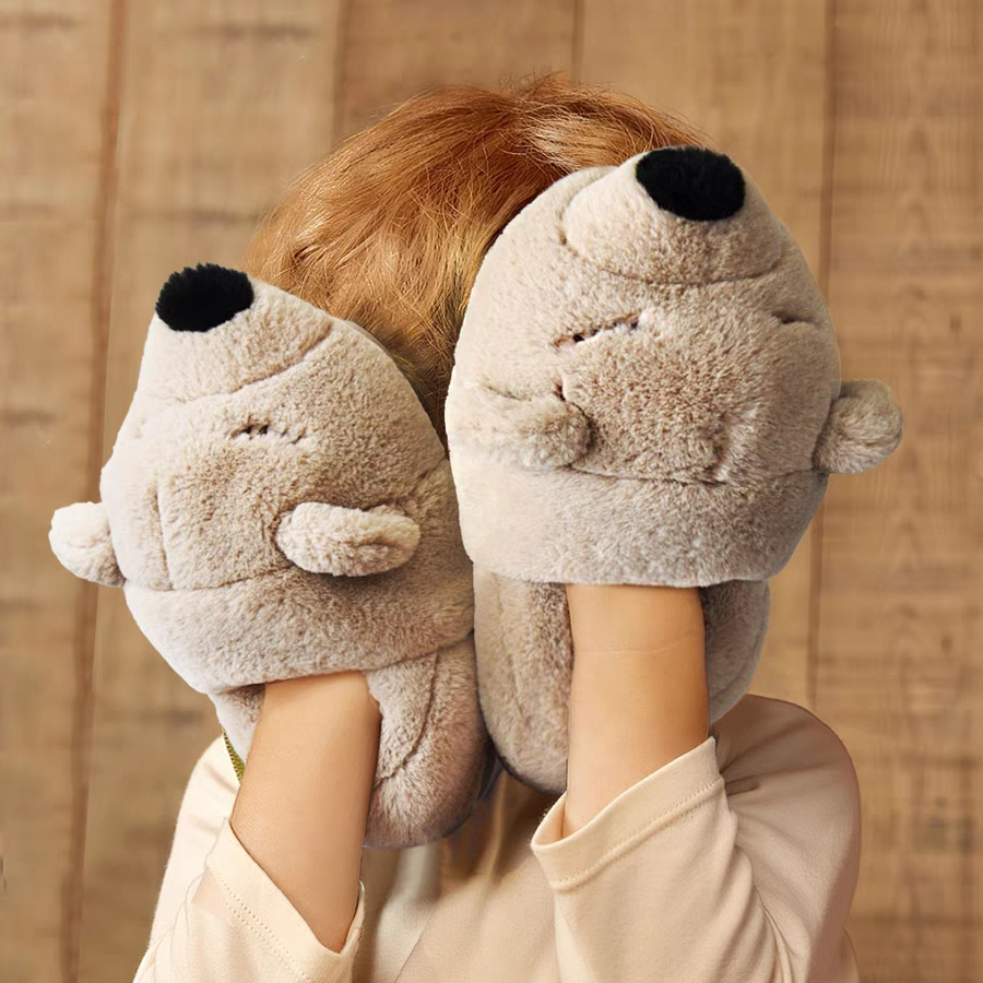 毛绒玩具棉拖鞋女包跟秋冬季新款软底保暖居家防滑毛绒月子53