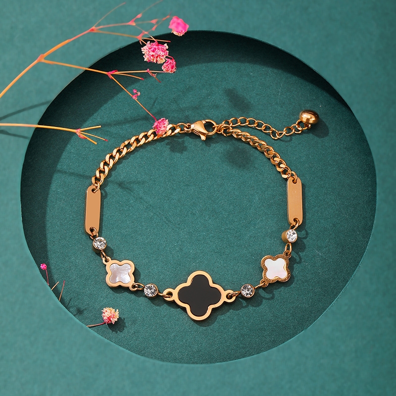 玫瑰金四叶草手镯女夏闺蜜手链ins小众设计网红简约女生轻奢配饰