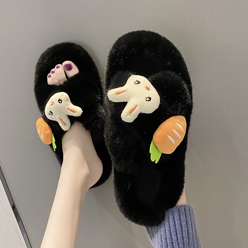 毛绒玩具棉拖鞋女包跟秋冬季新款软底保暖居家防滑毛绒月子6472