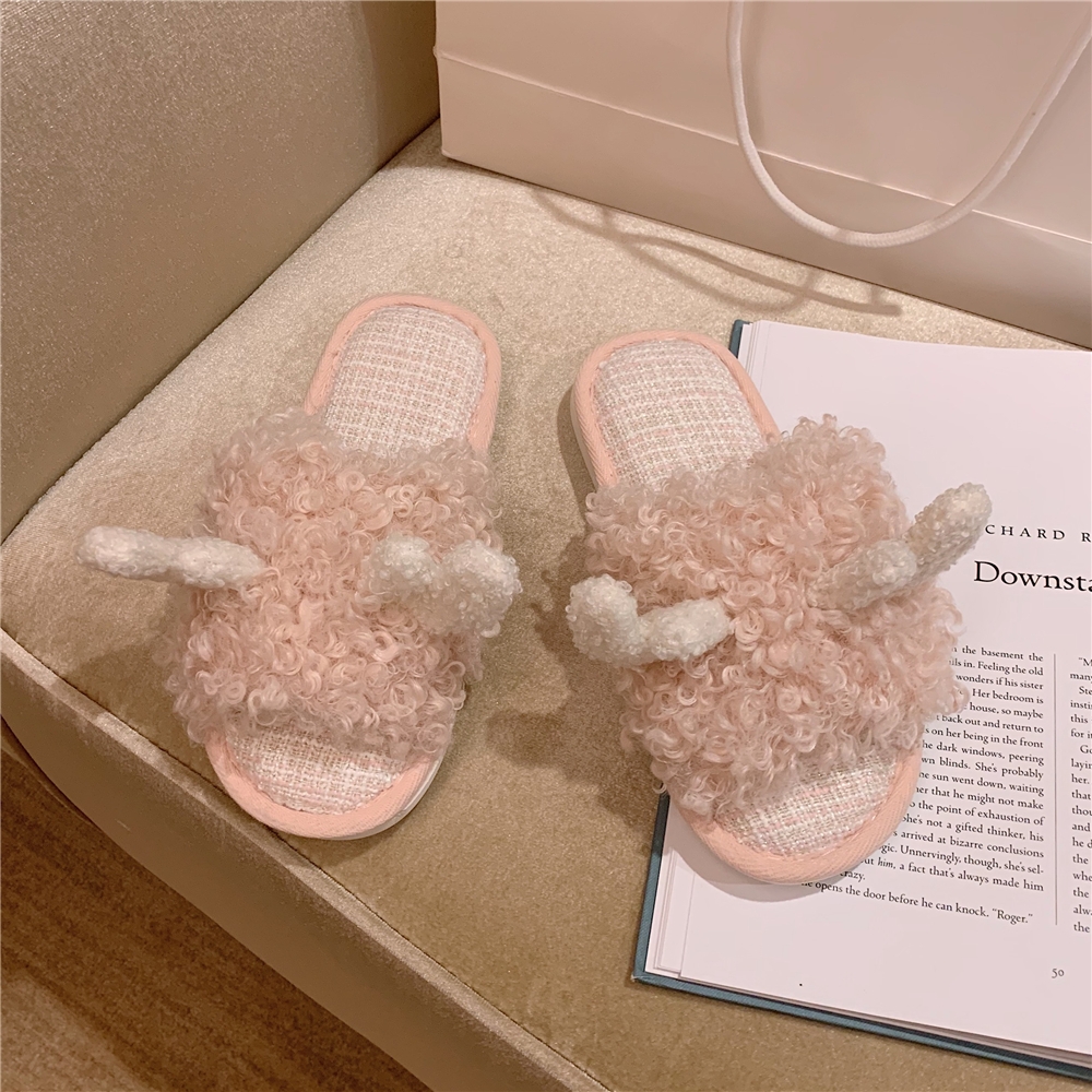 毛绒玩具棉拖鞋女包跟秋冬季新款软底保暖居家防滑毛绒月子28