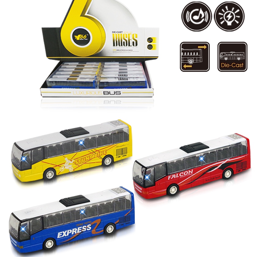 Children's alloy toys, sound, light, music, rebound, bus models, children's alloy toys, metal car models, toy cars