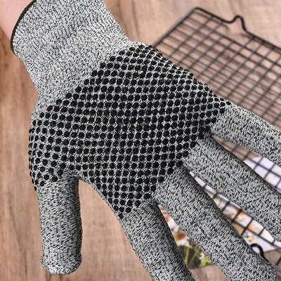 Grade 5 Hppe Cutproof Gloves Gardening Garden Fishing Spot Plastic Cutproof Mechanical Labor Protection Gloves Wholesale Grey Mouth