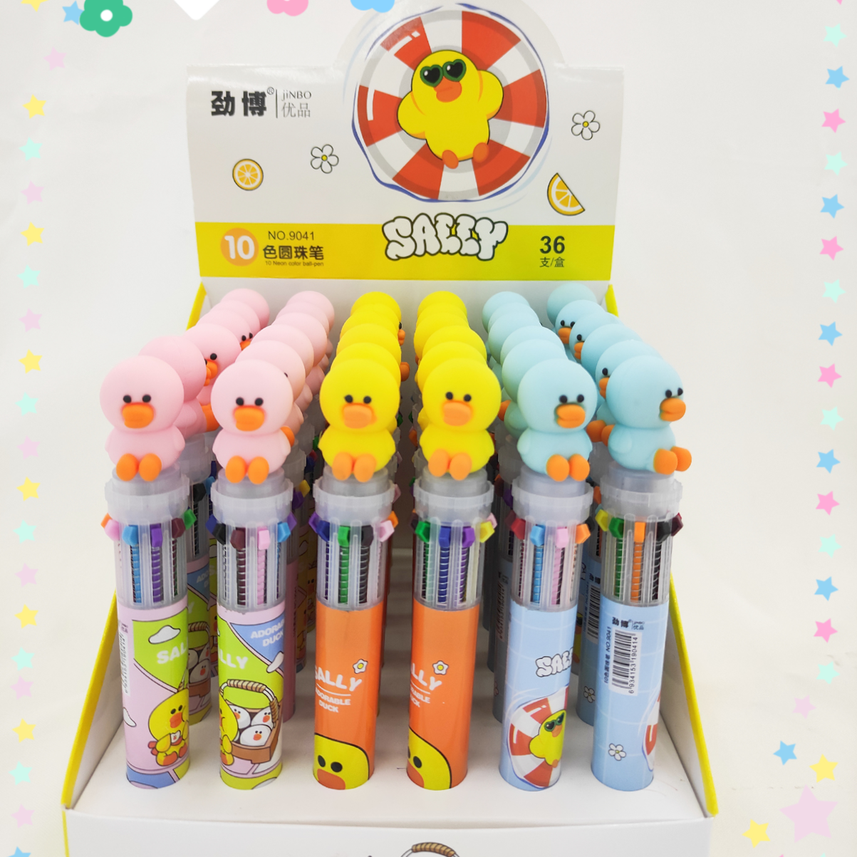 Fang lei papelería oficina cultura herramientas de escritura lindo de silicona pequeña imagen de pato diez colores bolígrafo bolígrafo de bola bolígrafo de aceite medio