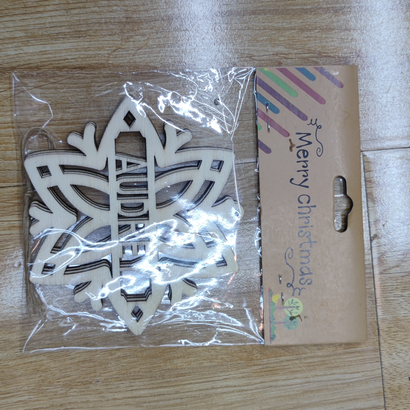 天使吹喇叭圣诞木头片挂件3片opp袋包装