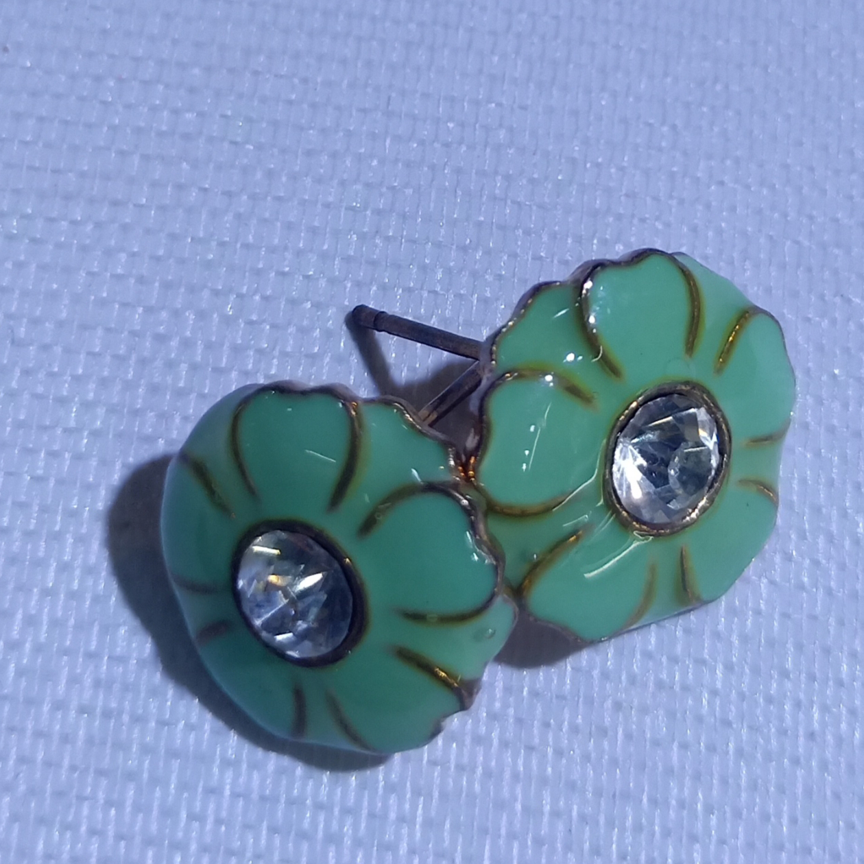 绿色滴油锆石镶嵌耳钉耳环