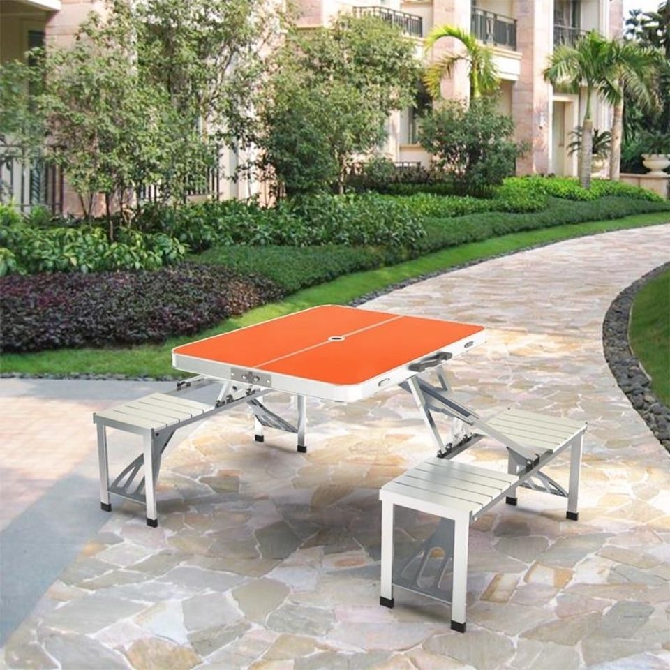 铭华家具厂户外折叠桌椅铝合金连体桌椅野炊桌自驾游便携桌椅广告宣传桌户外展业桌详情图6