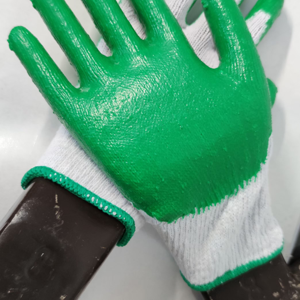 Guantes protección laboral guantes de goma resistentes al desgaste durable antideslizante adhesivo impregnado transpirable sitio de trabajo trabajo de hombres y mujeres verde