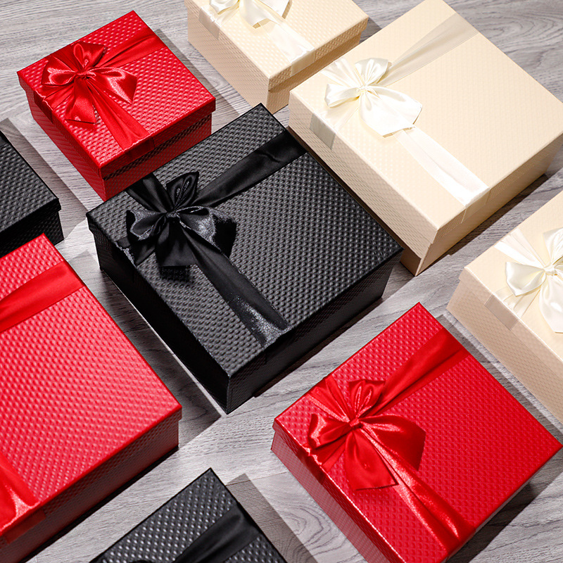 现货同色蝴蝶结精美礼品盒定制方形天地盖礼品包装盒创意礼盒定做图