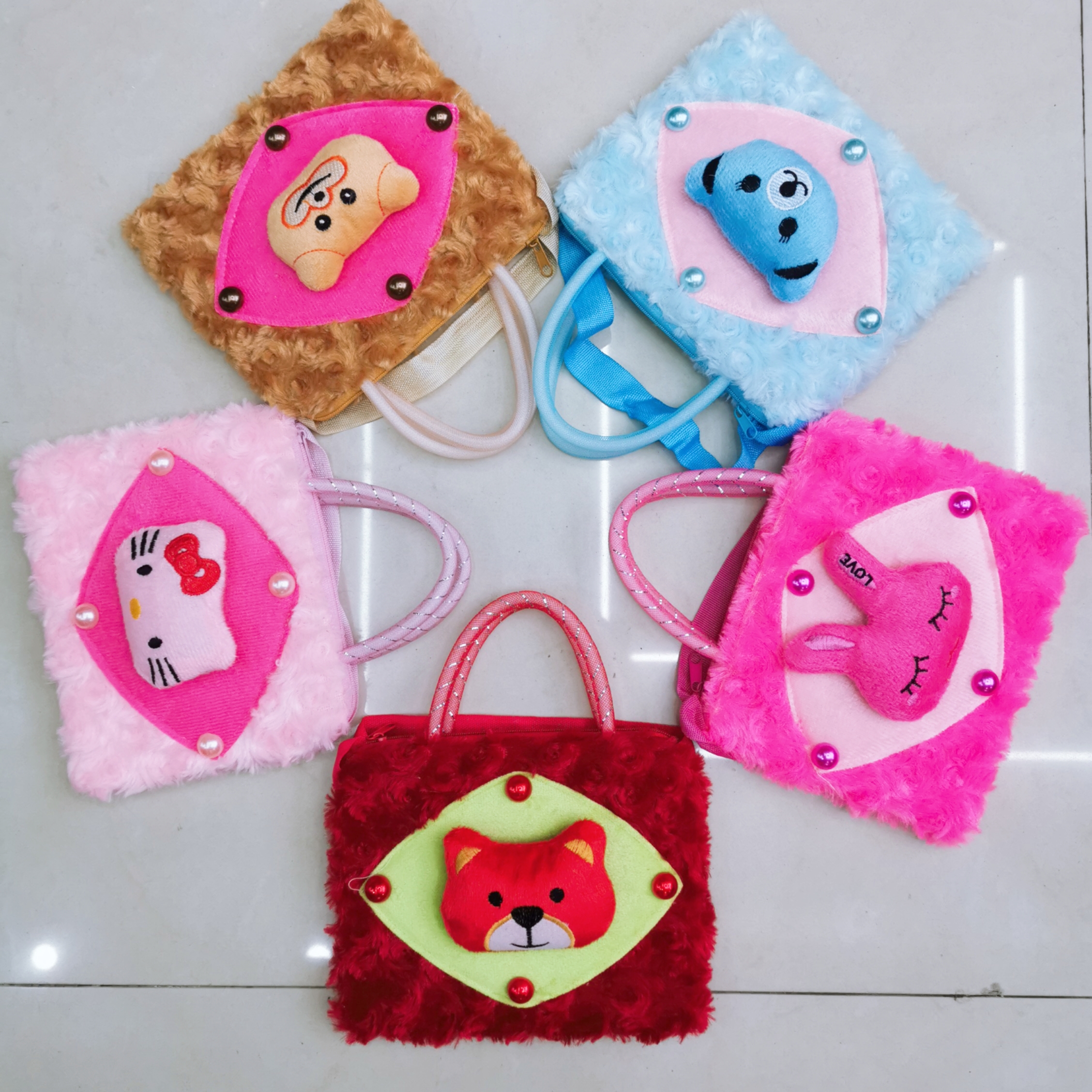 New plush cartoon bag Pearl cartoon head children's small bag crossbody bag thumbnail