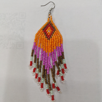 Bohemian ethnic style hand woven pop seven pendant string colorful earrings 9