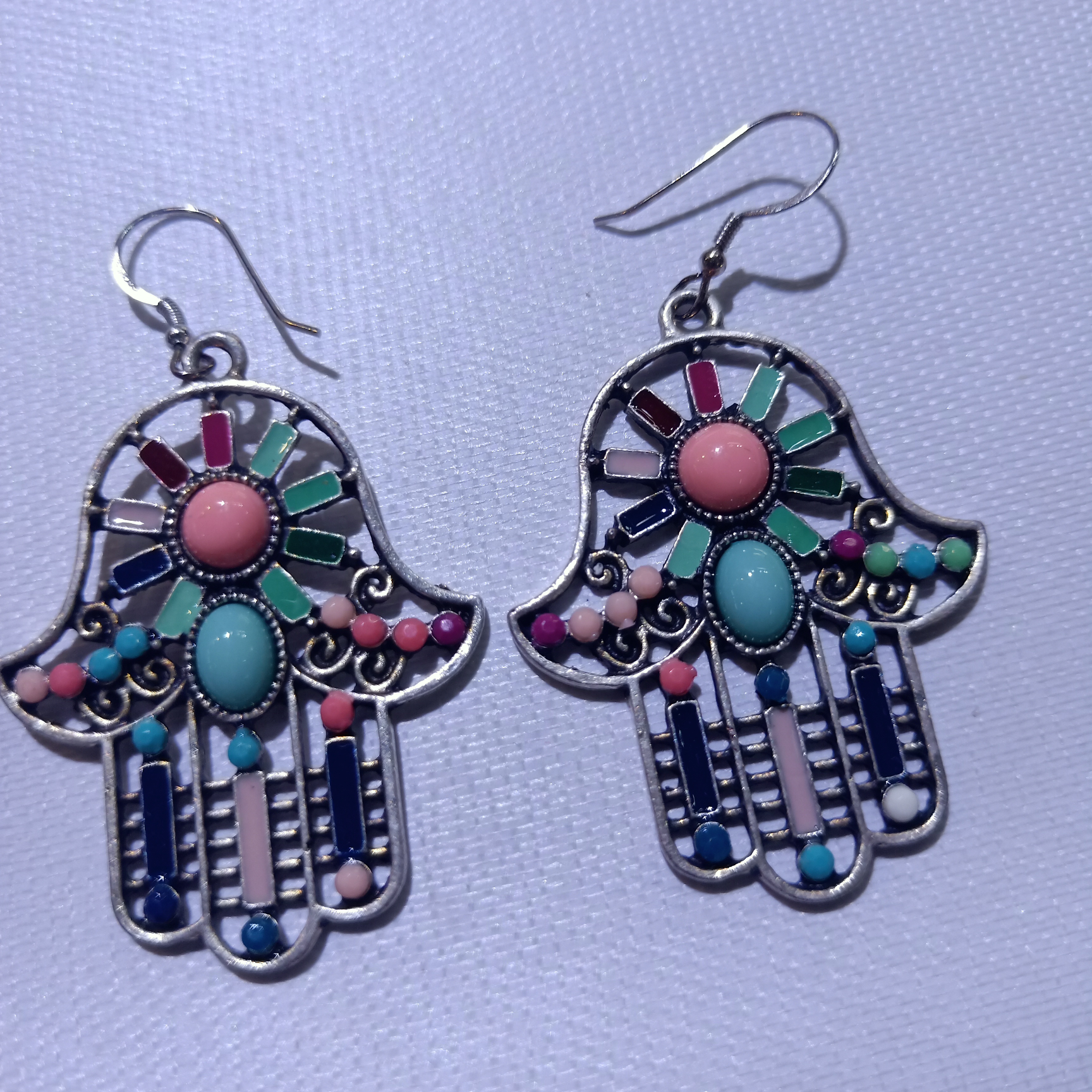 手掌银勾滴油耳环耳钉