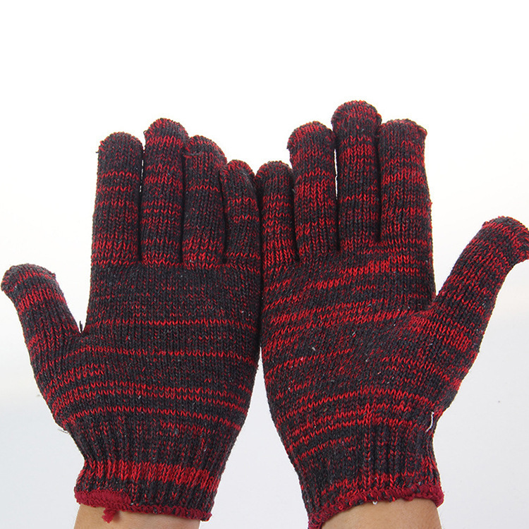 Línea de hilo de algodón de protección laboral engrosada protección mecánica algodón resistente al desgaste sitio de trabajo blanco guantes antideslizantes azul rojo azul rojo