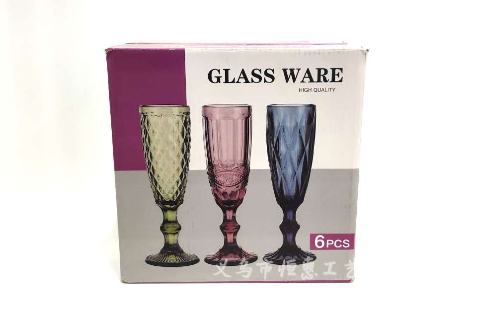 Factory direct sales of retro colored embossed champagne cups, creative juice cups, glass highball cups, and household colored glass cups detail image 10