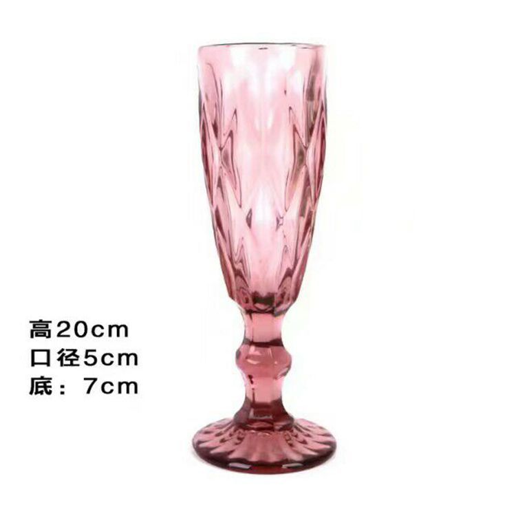 Factory direct sales of retro colored embossed champagne cups, creative juice cups, glass highball cups, and household colored glass cups detail image 3