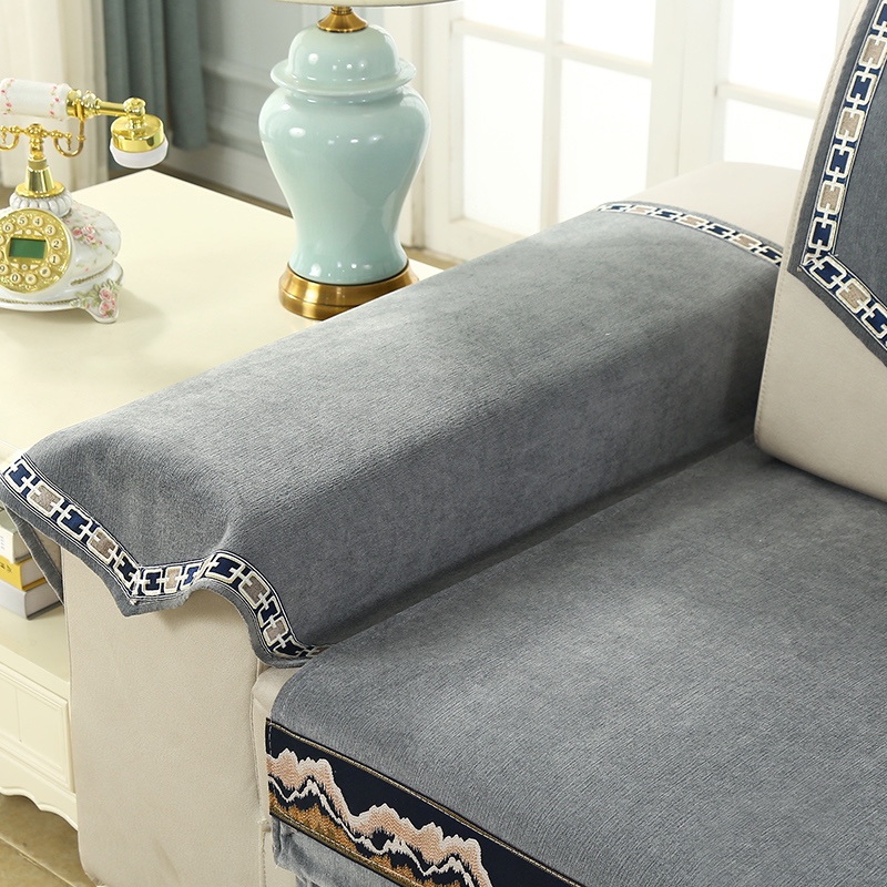 海纳百川菊灰色雪尼尔加厚款衍棉清新柔软质地温和多色家用型沙发垫详情图5