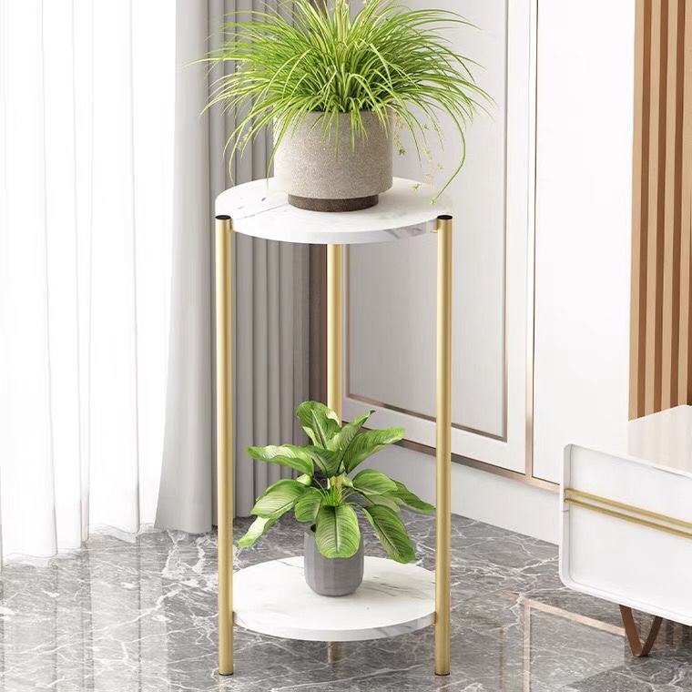 Flower stand, light luxury ironwork, indoor living room, multi-level green ivy stand, home balcony, hanging plant, floor-standing flowerpot storage rack