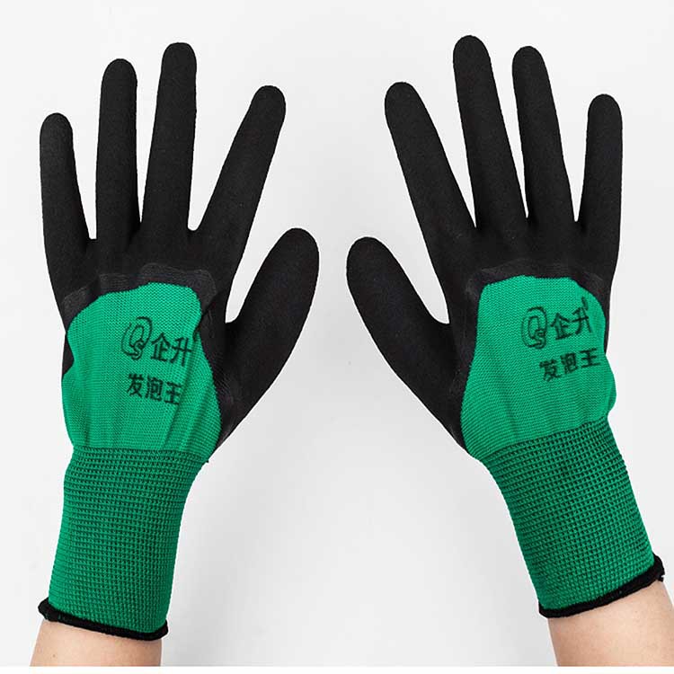 Guantes de protección laboral inmersión adhesivo industrial guante de protección laboral colgante completo engrosado fábrica de protección laboral al por mayor guantes de butileno negro verde