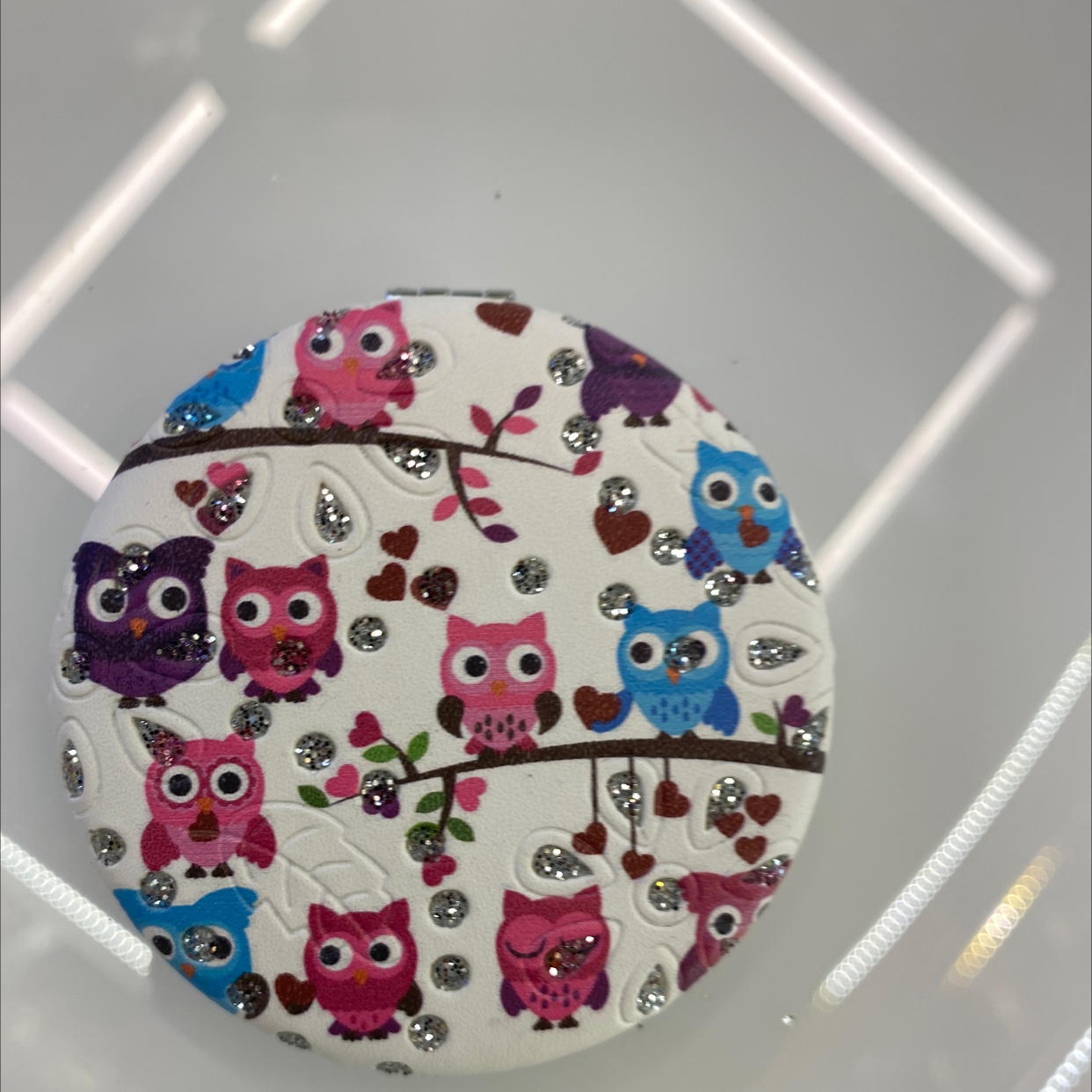 迪梦斯工艺礼品镜子装饰工艺家居装饰时尚设计理念面包镜子闪粉猫头鹰系列化妆镜A-132详情图6