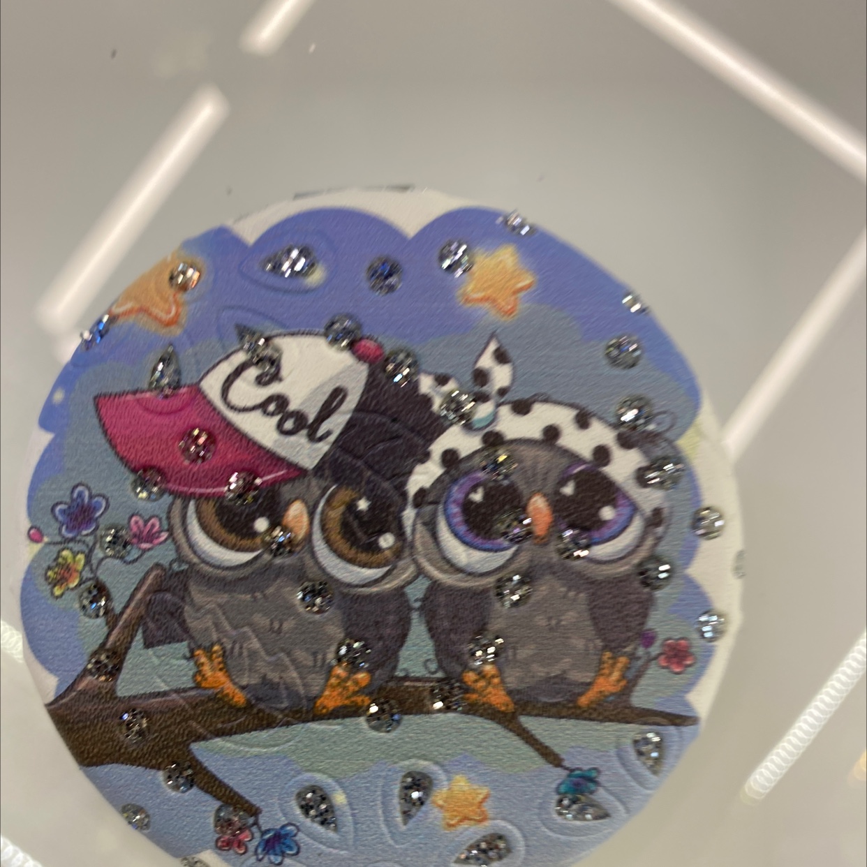 迪梦斯工艺礼品镜子装饰工艺家居装饰时尚设计理念面包镜子闪粉猫头鹰系列化妆镜A-132详情图3