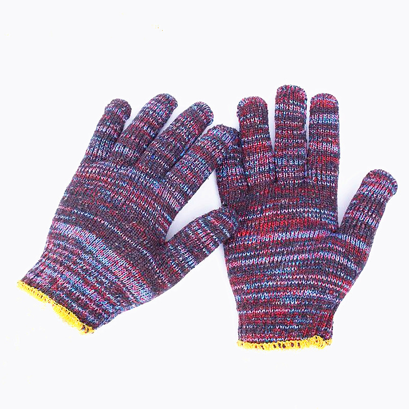 Línea de hilo de algodón de protección laboral engrosada protección mecánica algodón resistente al desgaste hilo de algodón sitio de trabajo blanco guantes antideslizantes rojo azul