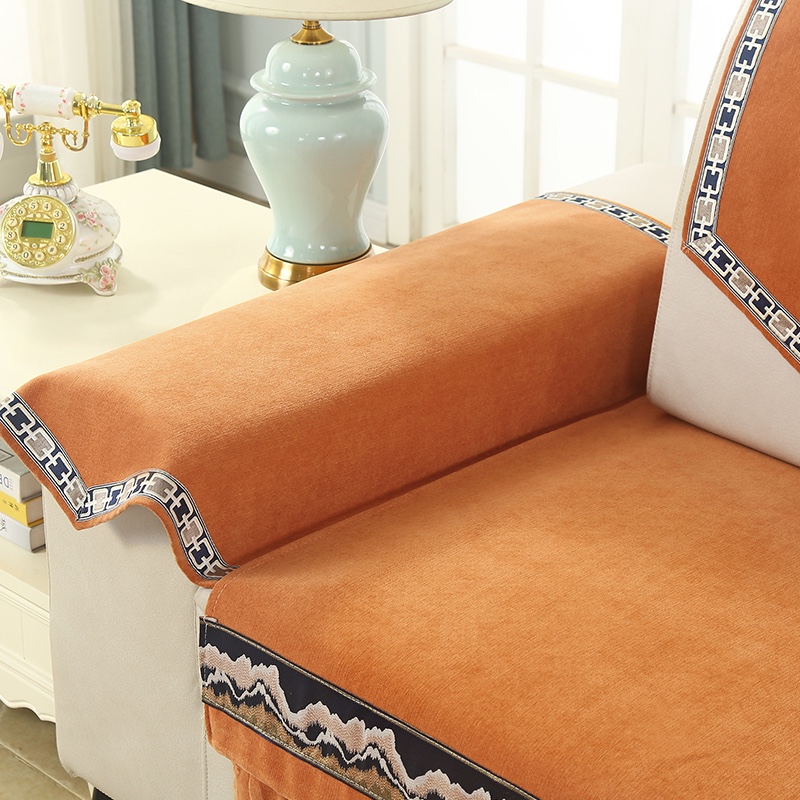 海纳百川菊黄色雪尼尔加厚款衍棉清新柔软质地温和多色家用型沙发垫详情图2