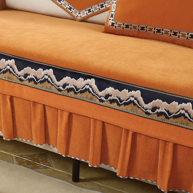 海纳百川菊黄色雪尼尔加厚款衍棉清新柔软质地温和多色家用型沙发垫详情图8