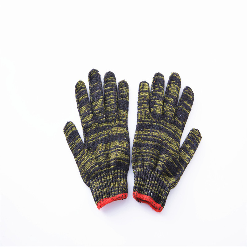 加厚劳保棉纱线机械防护纯棉耐磨棉线工作工地白防滑手套黑黄图