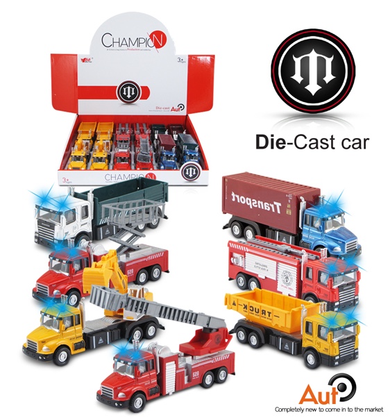 Cross-border new children's toy car, alloy drag head, fire-fighting engineering rebound car detail image 2