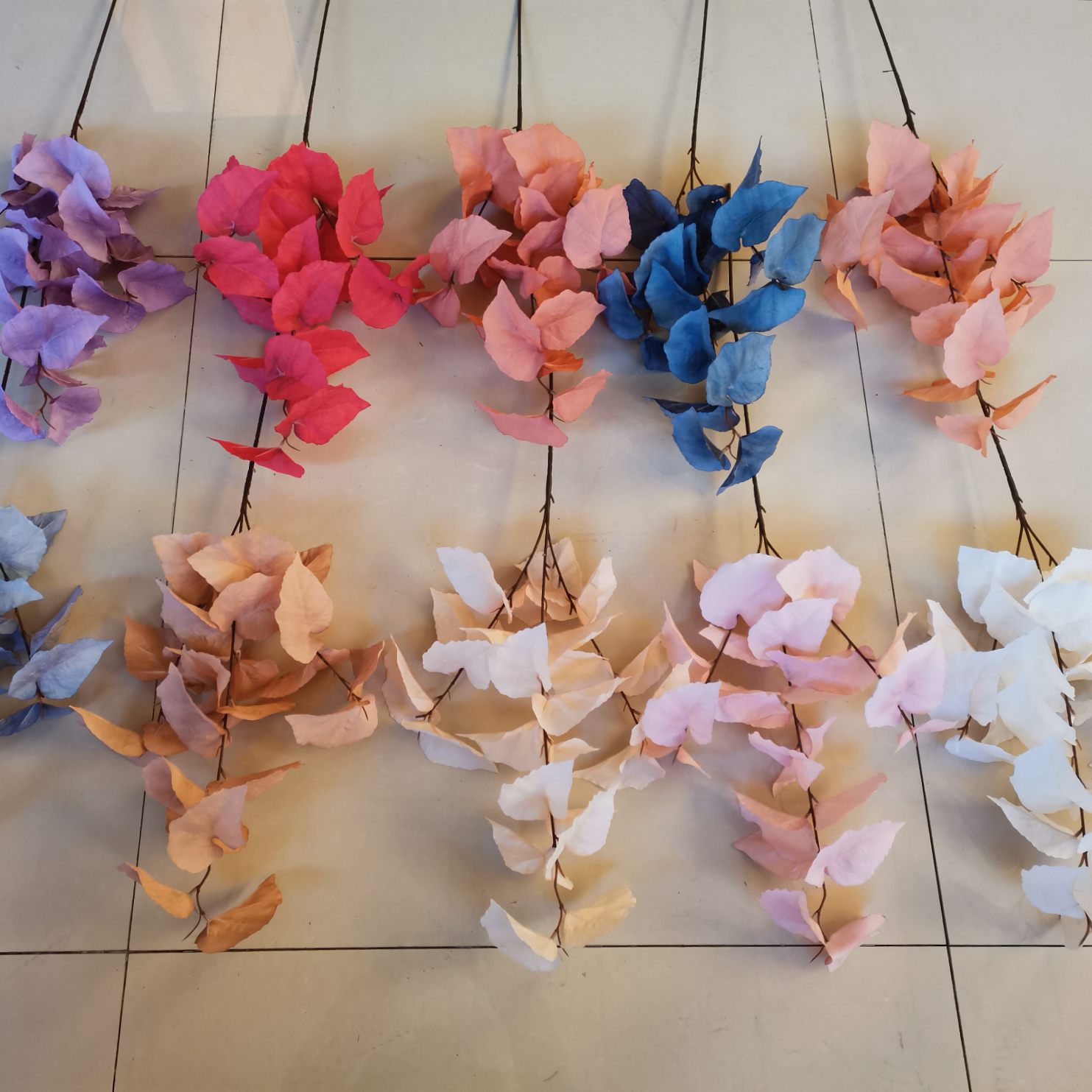 仿真花假花婚庆用品仿真提子叶居家工程装饰花唯美风长枝叶子植物