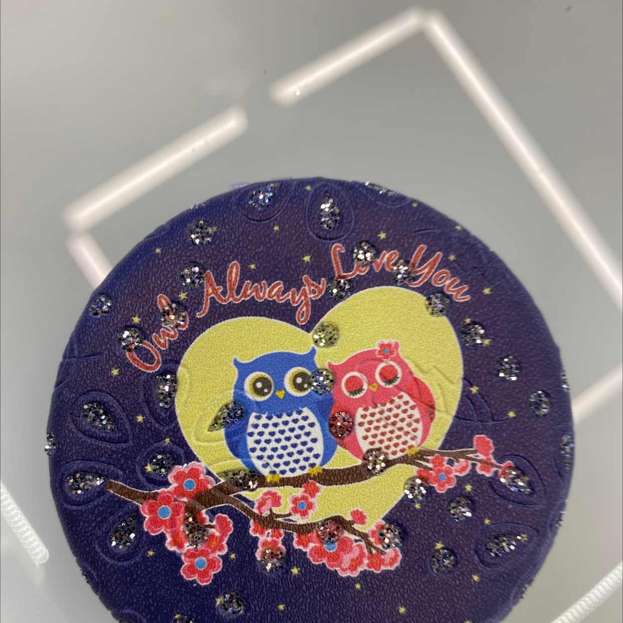 迪梦斯工艺礼品镜子装饰工艺家居装饰时尚设计理念面包镜子闪粉猫头鹰系列化妆镜A-132详情图2