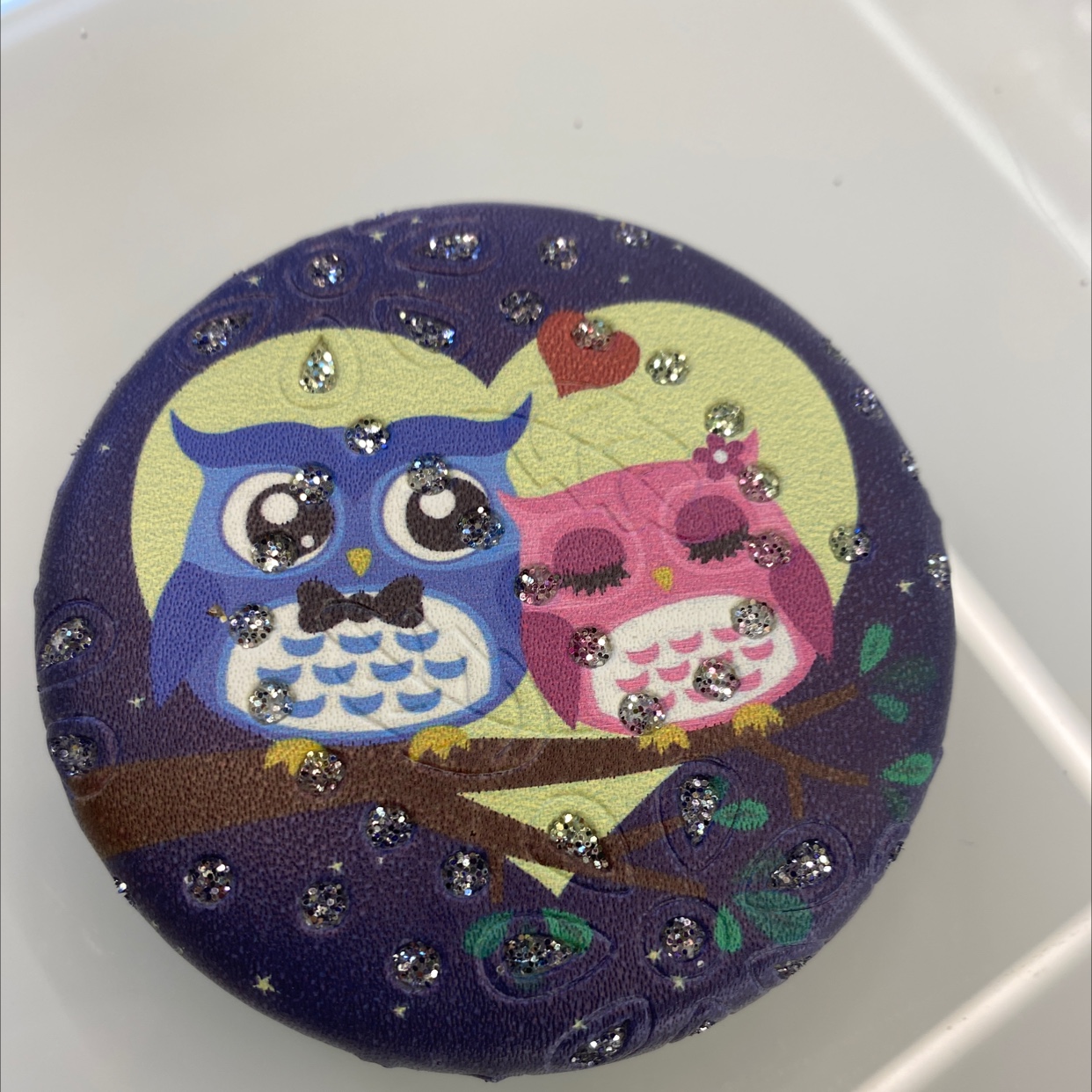 迪梦斯工艺礼品镜子装饰工艺家居装饰时尚设计理念面包镜子闪粉猫头鹰系列化妆镜A-132详情图1
